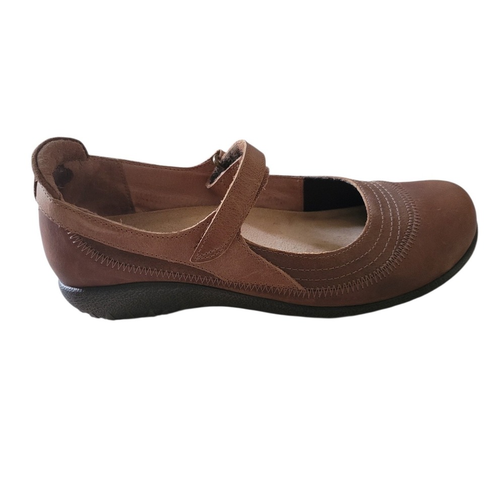Naot Kirei Brown Leather Mary Jane Flats Shoes Women US 7 EU 38